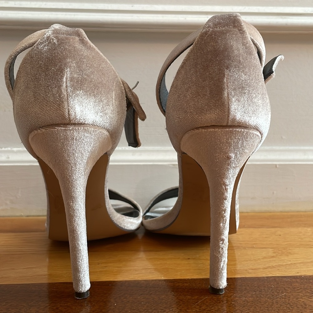 VENUS Nude Velvet Ankle Strap Heels - Picture 3 of 5